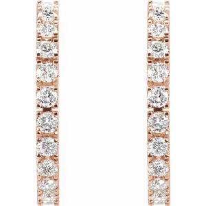 14K Rose Gold 1 CTW Natural Diamond 20.5 mm Hoop Earrings – image 2