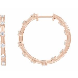 14K Rose Gold 1 CTW Lab-Grown Diamond Inside-Outside 25.1 mm Hoop Earrings