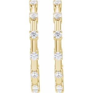 14K Yellow Gold 1 CTW Lab-Grown Diamond Inside-Outside 25.1 mm Hoop Earrings