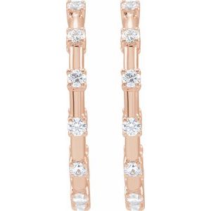 14K Rose Gold 1 CTW Lab-Grown Diamond Inside-Outside 25.1 mm Hoop Earrings
