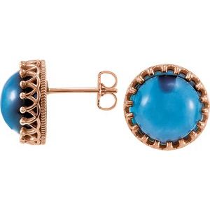 14K Rose Gold 8 mm Natural London Blue Topaz Earrings