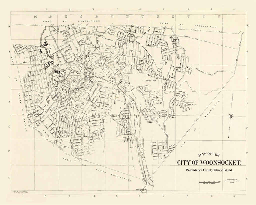 Vintage Map of Woonsocket, Rhode Island 1929