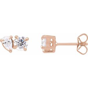 14K Rose Gold 1 1/6 CTW Lab-Grown Diamond Two-Stone Stud Earrings