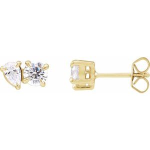 14K Yellow Gold 1 1/6 CTW Lab-Grown Diamond Two-Stone Stud Earrings