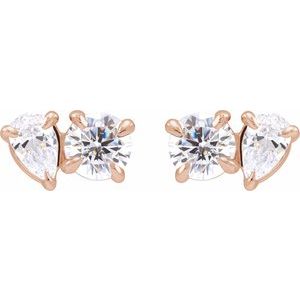 14K Rose Gold 1 1/6 CTW Lab-Grown Diamond Two-Stone Stud Earrings