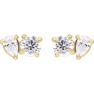 14K Yellow Gold 1 1/6 CTW Lab-Grown Diamond Two-Stone Stud Earrings – image 2