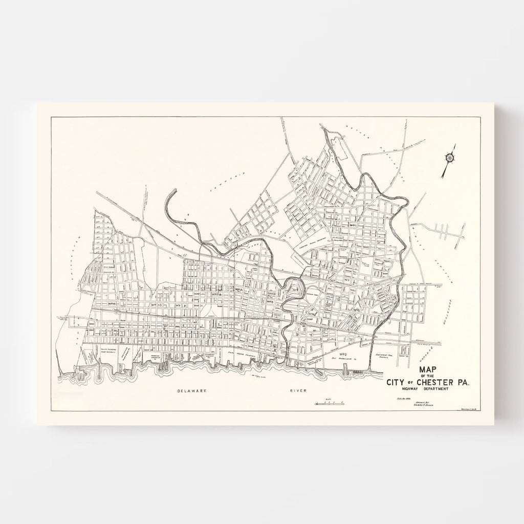 Vintage Map of Chester, Pennsylvania 1929