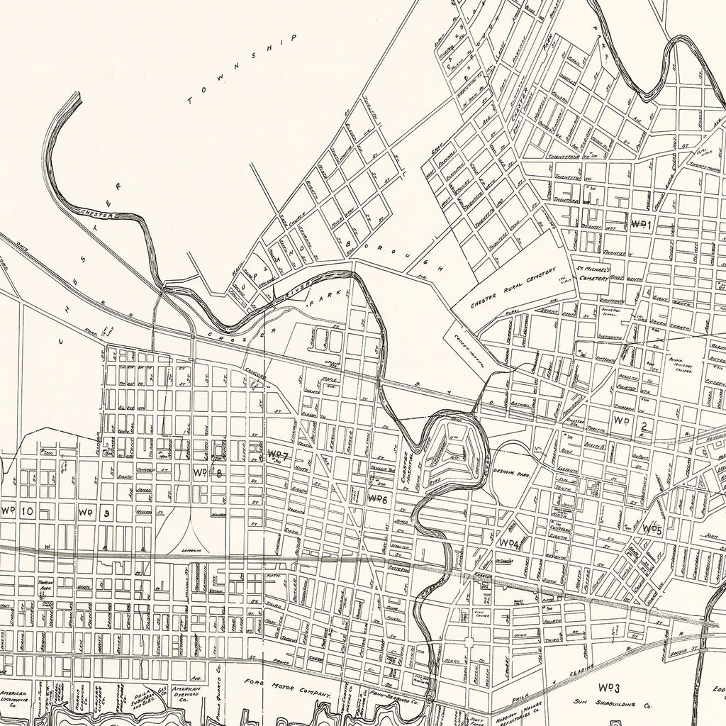 Vintage Map of Chester, Pennsylvania 1929