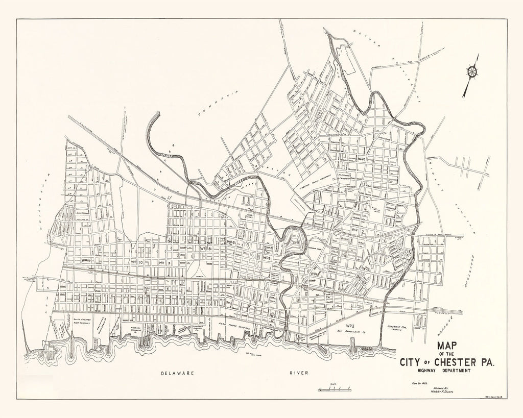 Vintage Map of Chester, Pennsylvania 1929