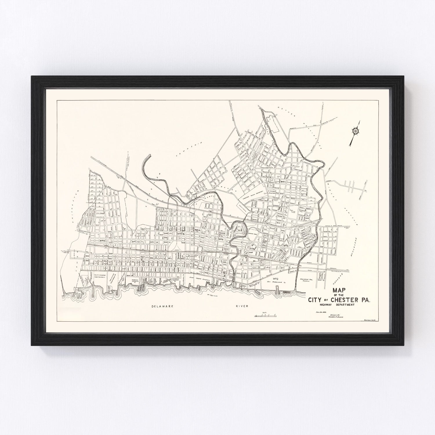 Vintage Map of Chester, Pennsylvania 1929