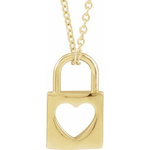 Pierced Heart Lock Necklace or Pendant