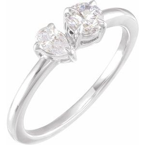 14K White Gold 5/8 CTW Lab-Grown Diamond Two-Stone Ring