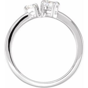 14K White Gold 5/8 CTW Lab-Grown Diamond Two-Stone Ring