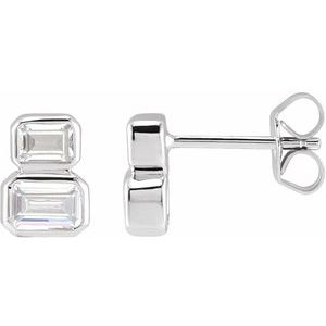 14K White Gold 1 CTW Lab-Grown Diamond Two-Stone Stud Earrings