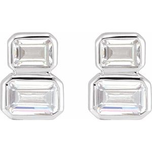 14K White Gold 1 CTW Lab-Grown Diamond Two-Stone Stud Earrings – image 2