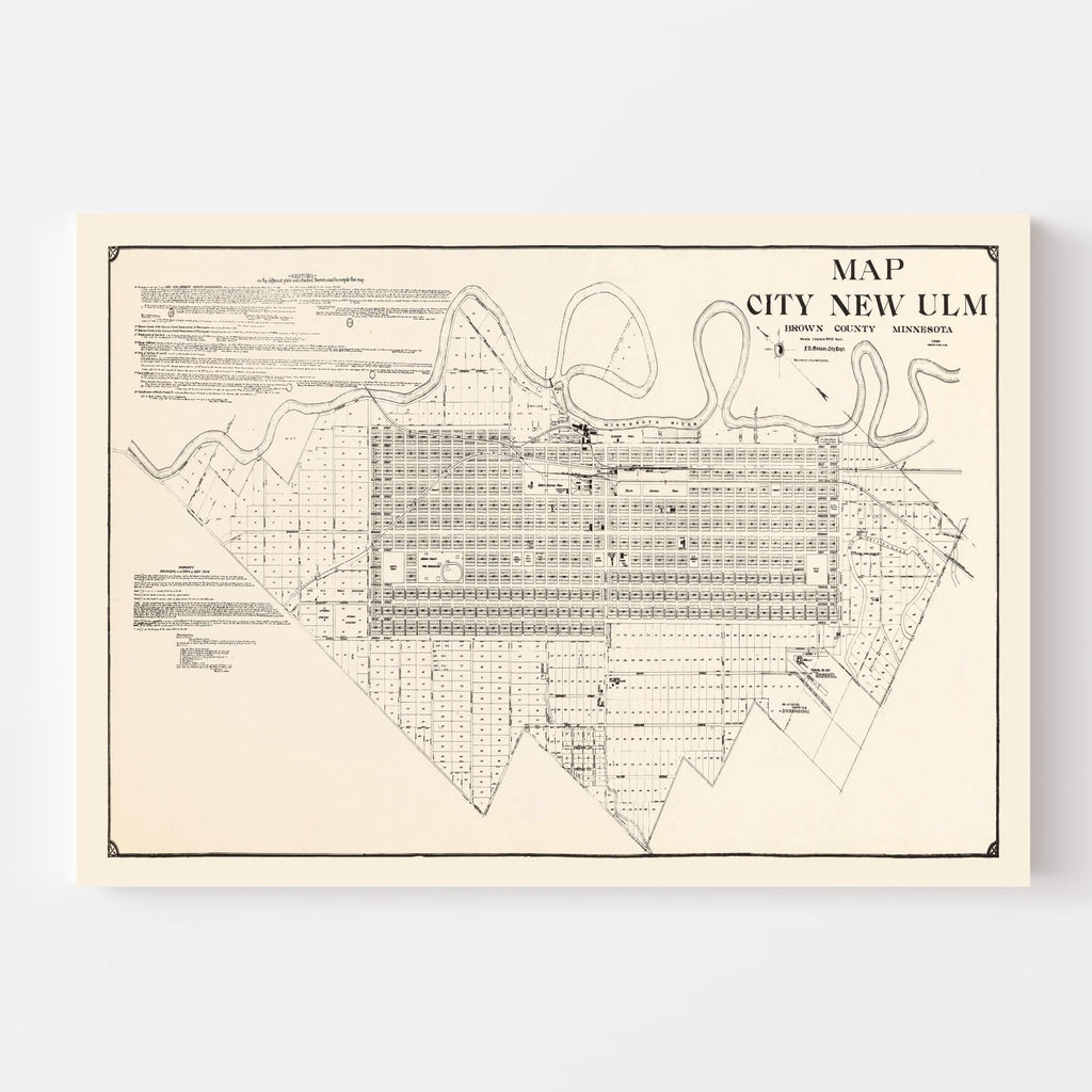 Vintage Map of New Ulm, Minnesota 1929