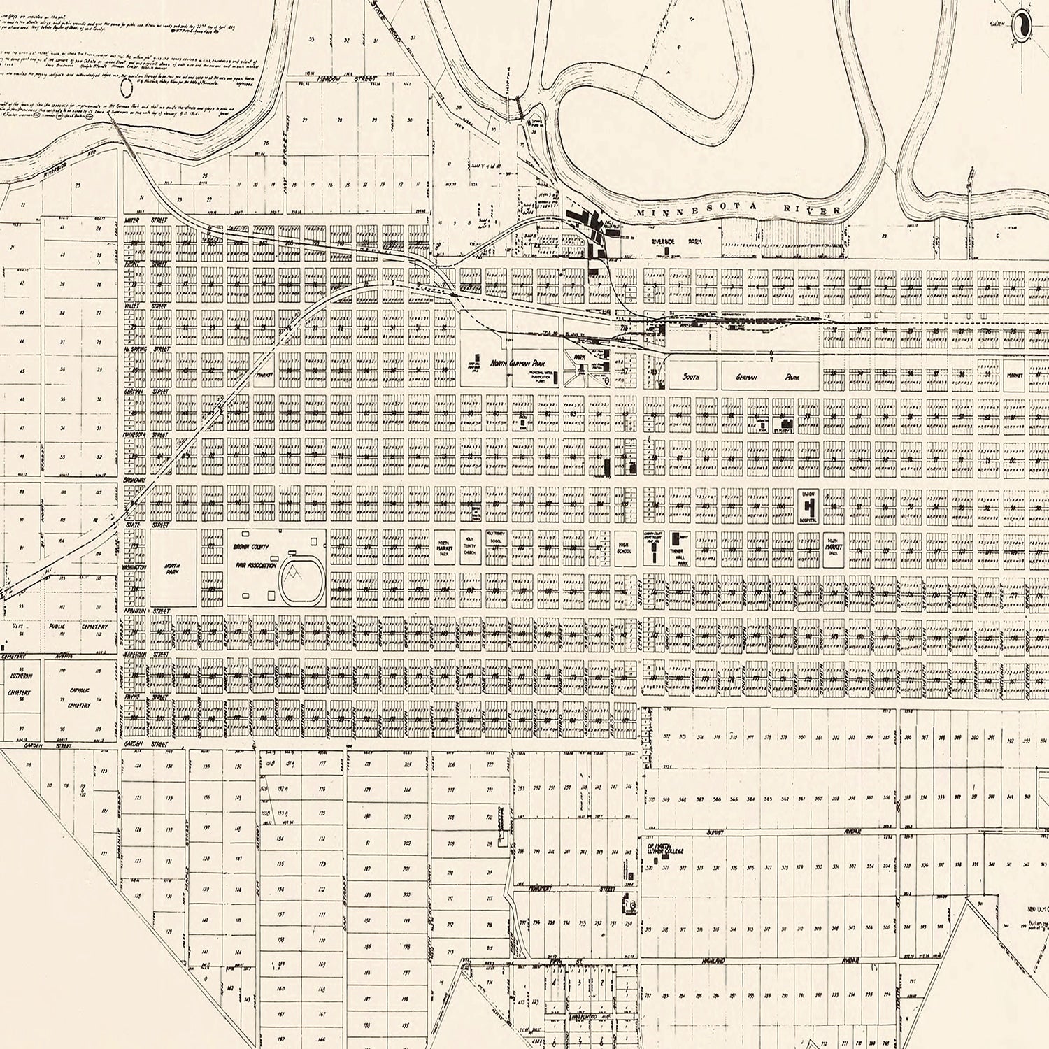 Vintage Map of New Ulm, Minnesota 1929