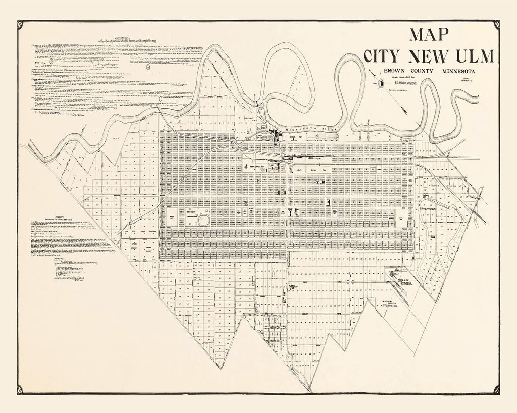 Vintage Map of New Ulm, Minnesota 1929