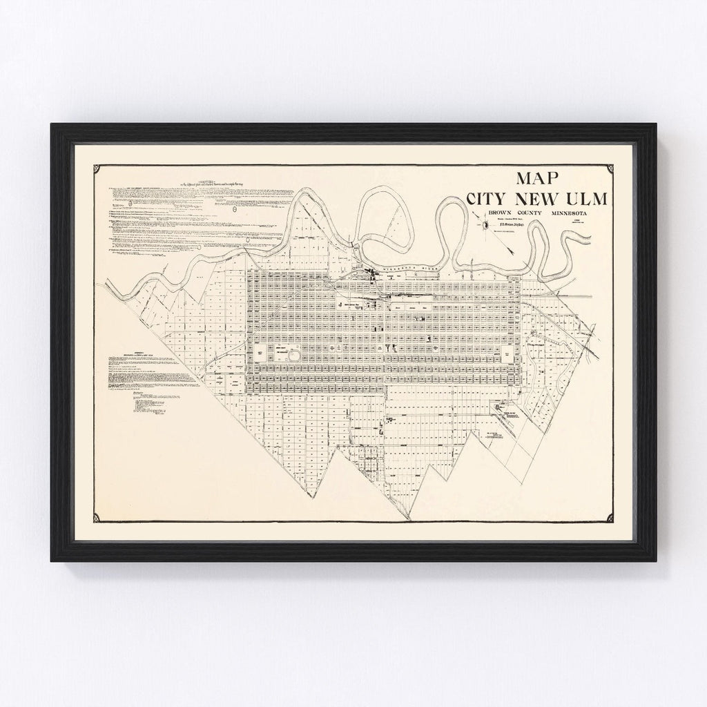 Vintage Map of New Ulm, Minnesota 1929