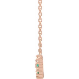 14K Rose Gold Lab-Grown Emerald & .08 CTW Natural Diamond Five-Stone Bar 18" Necklace