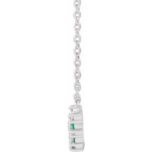 Platinum Lab-Grown Emerald & .08 CTW Natural Diamond Five-Stone Bar 18" Necklace