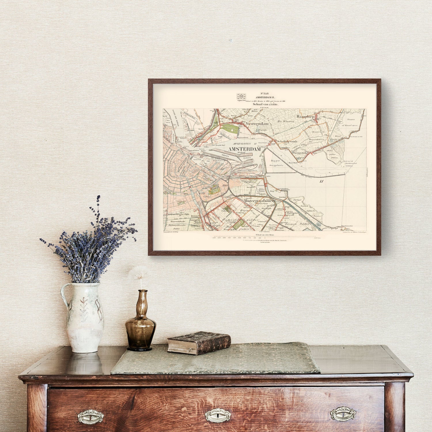 Vintage Map of Amsterdam, Netherlands 1929