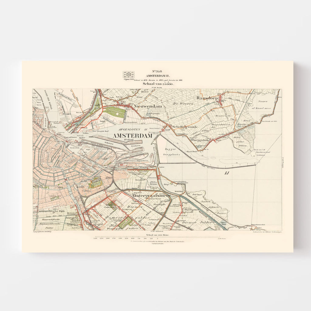 Vintage Map of Amsterdam, Netherlands 1929
