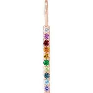 14K Rose Gold Natural Multi-Gemstone & .02 CT Natural Diamond Rainbow Bar Charm/Pendant