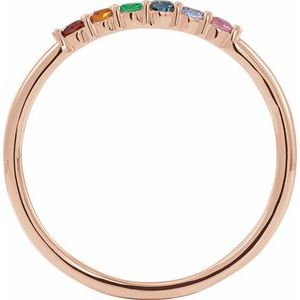 14K Rose Gold Natural Multi-Gemstone Rainbow Stackable Ring