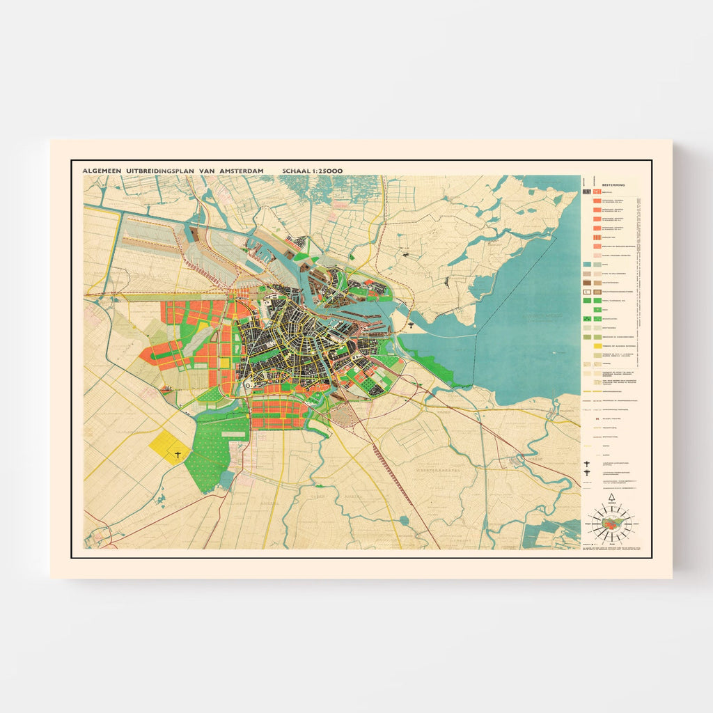 Vintage Map of Amsterdam, Netherlands 1927