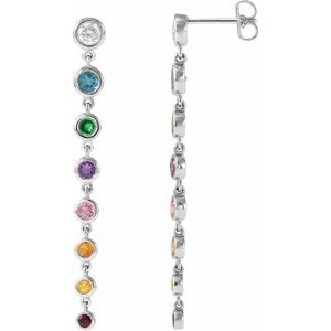14K White Gold Natural Multi-Gemstone & 1/2 CTW Natural Diamond Rainbow Earrings