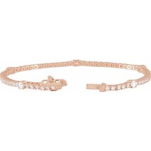 14K Rose Gold 1 3/4 CTW Lab-Grown Diamond 7" Line Bracelet