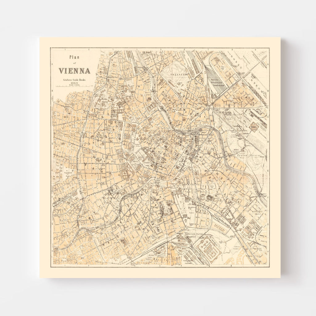 Vintage Map of Vienna, Austria 1923