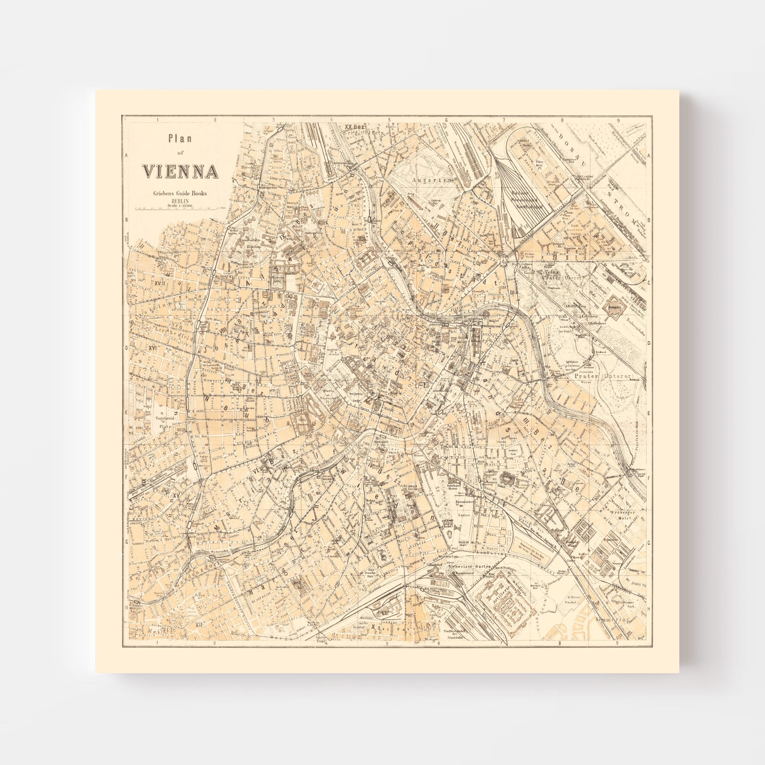 Vintage Map of Vienna, Austria 1923