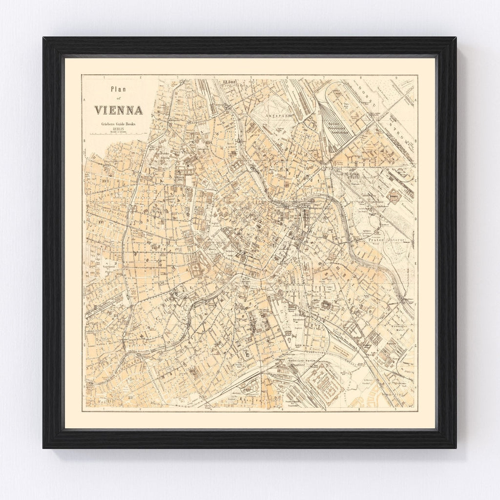 Vintage Map of Vienna, Austria 1923