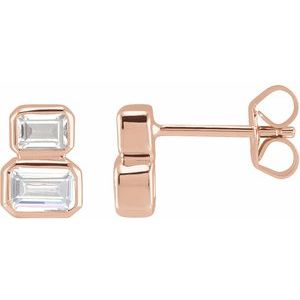 14K Rose Gold 1 CTW Lab-Grown Diamond Two-Stone Stud Earrings