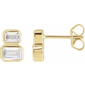 14K Yellow Gold 1 CTW Lab-Grown Diamond Two-Stone Stud Earrings