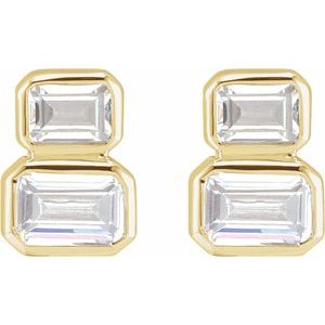 14K Yellow Gold 1 CTW Lab-Grown Diamond Two-Stone Stud Earrings