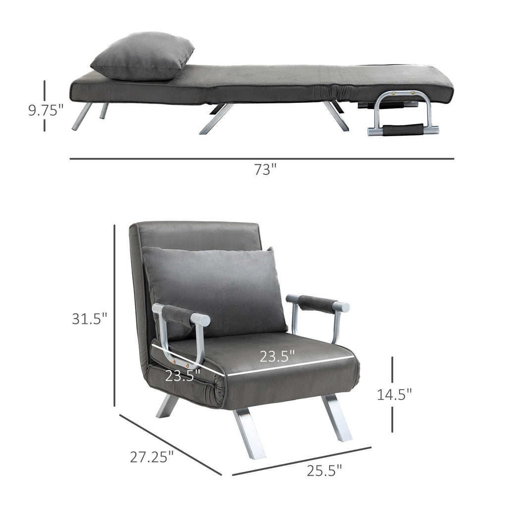Single Person Folding  Convertible Sofa Bed Sleeper Chair Chaise Lounge Couch