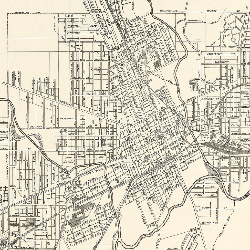 Vintage Map of Newark, Ohio 1921