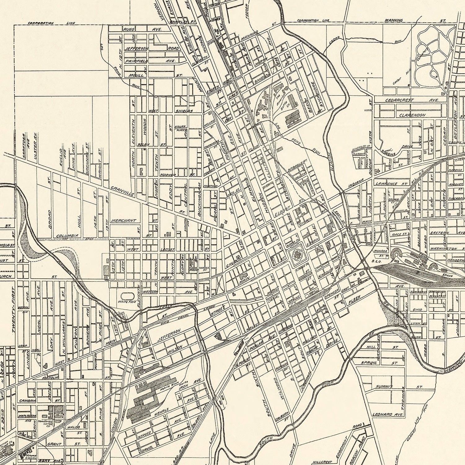 Vintage Map of Newark, Ohio 1921