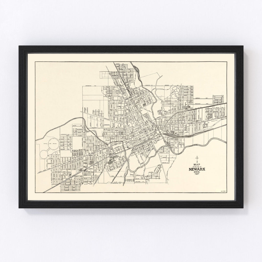 Vintage Map of Newark, Ohio 1921