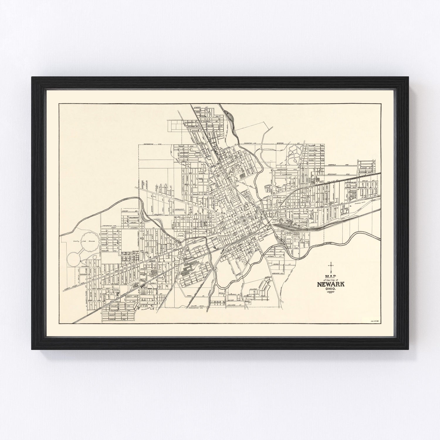 Vintage Map of Newark, Ohio 1921