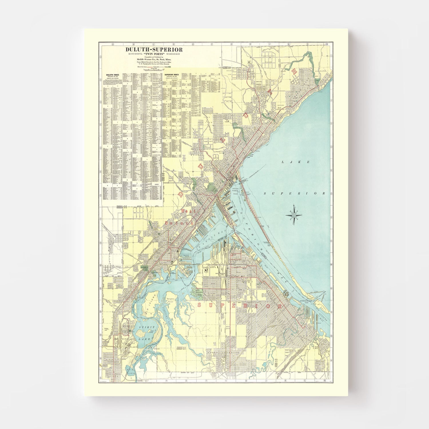 Vintage Map of Duluth, Minnesota 1921