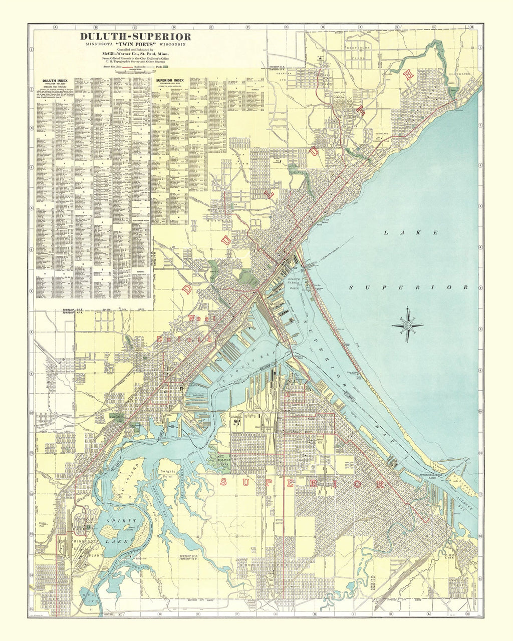 Vintage Map of Duluth, Minnesota 1921