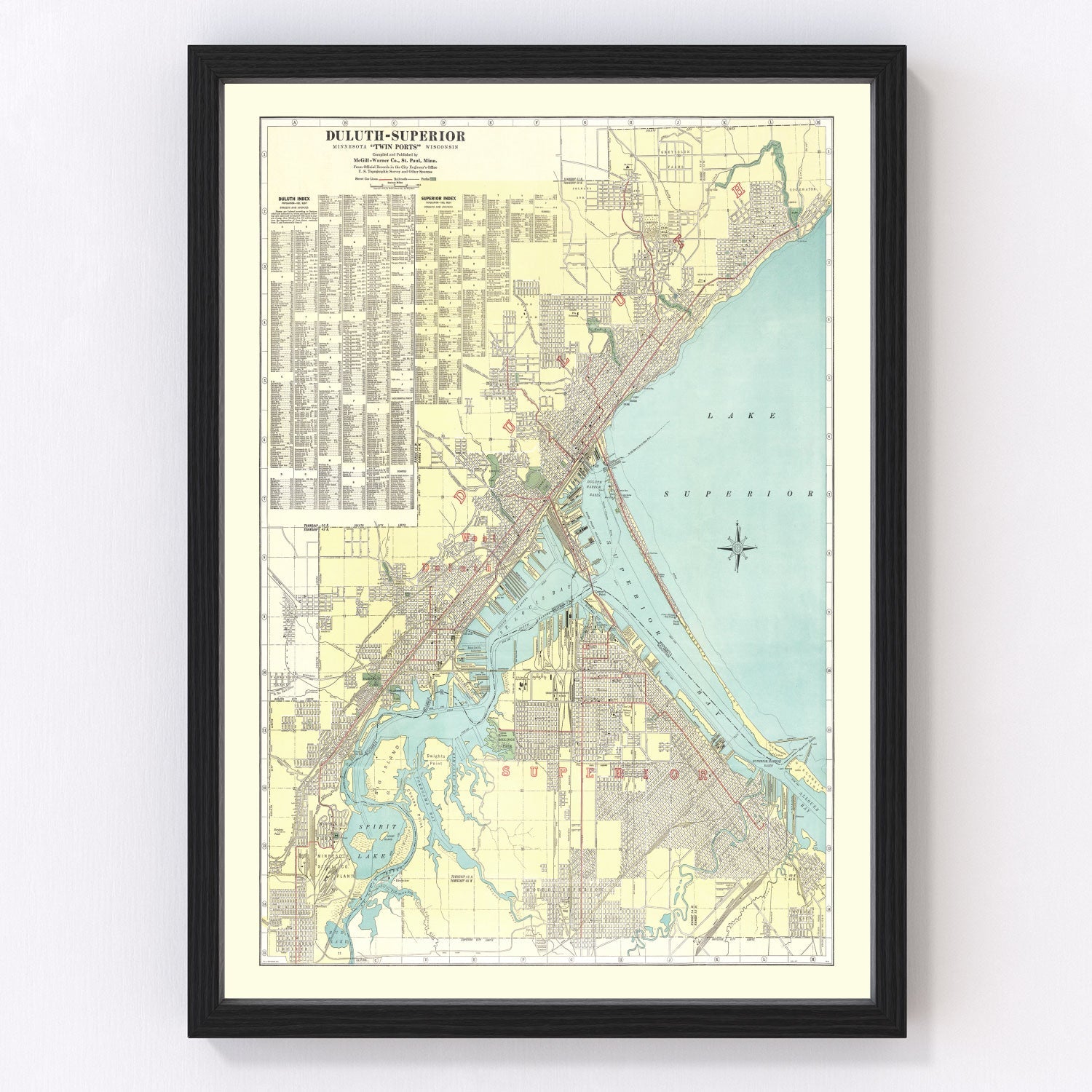 Vintage Map of Duluth, Minnesota 1921
