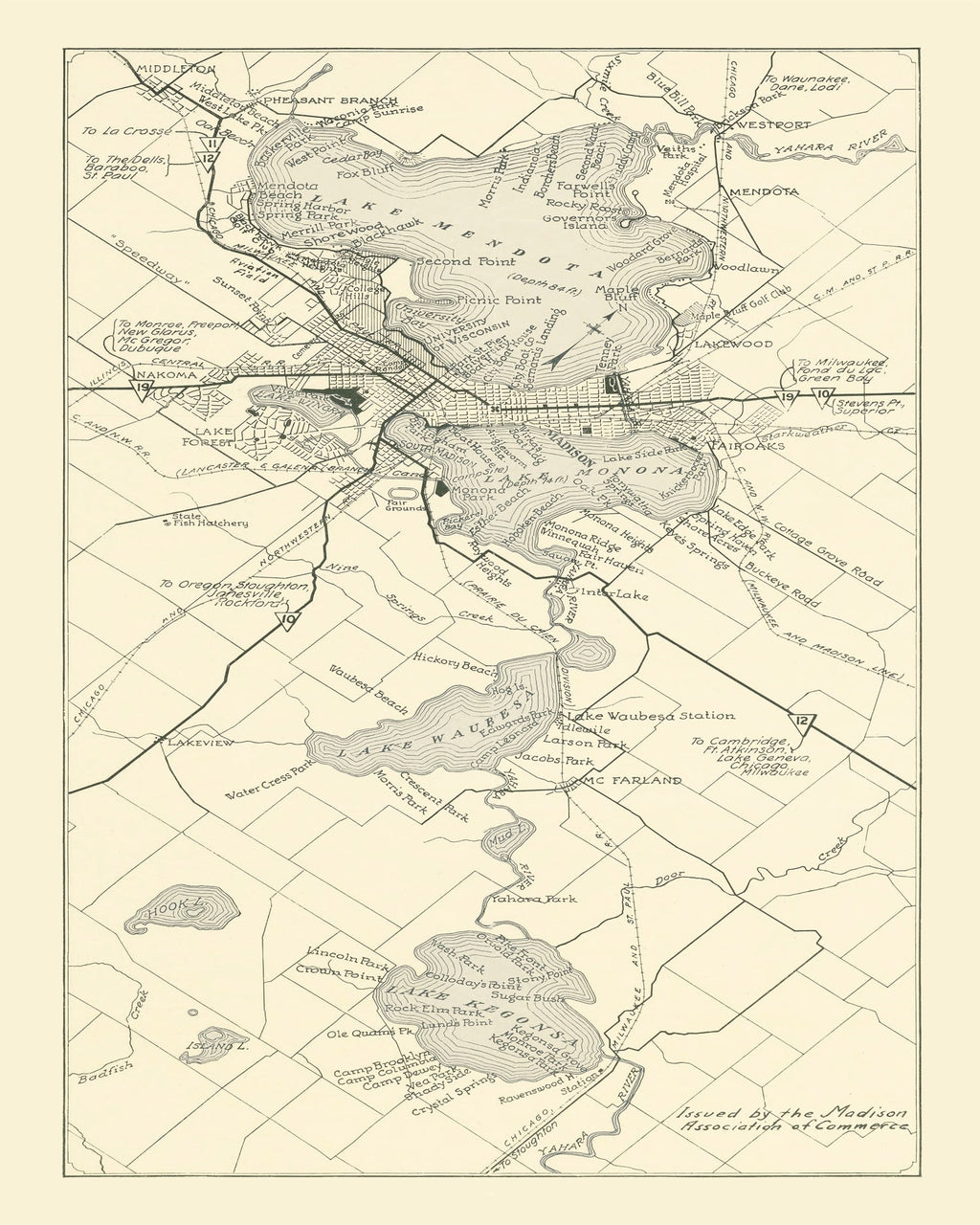 Vintage Map of Madison, Wisconsin 1929
