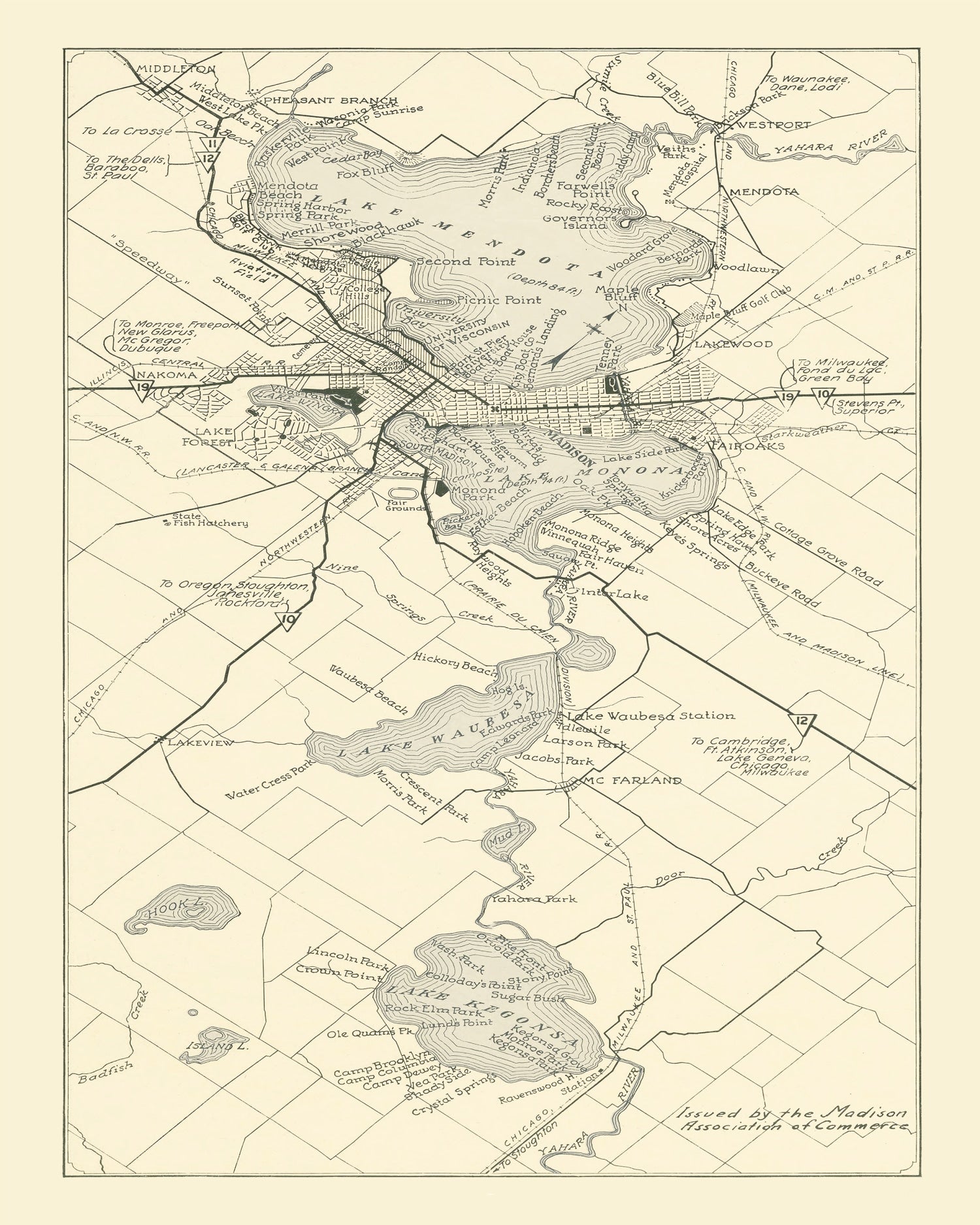 Vintage Map of Madison, Wisconsin 1929
