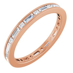 14K Rose 7/8 CTW Natural Diamond Eternity Band Size 7