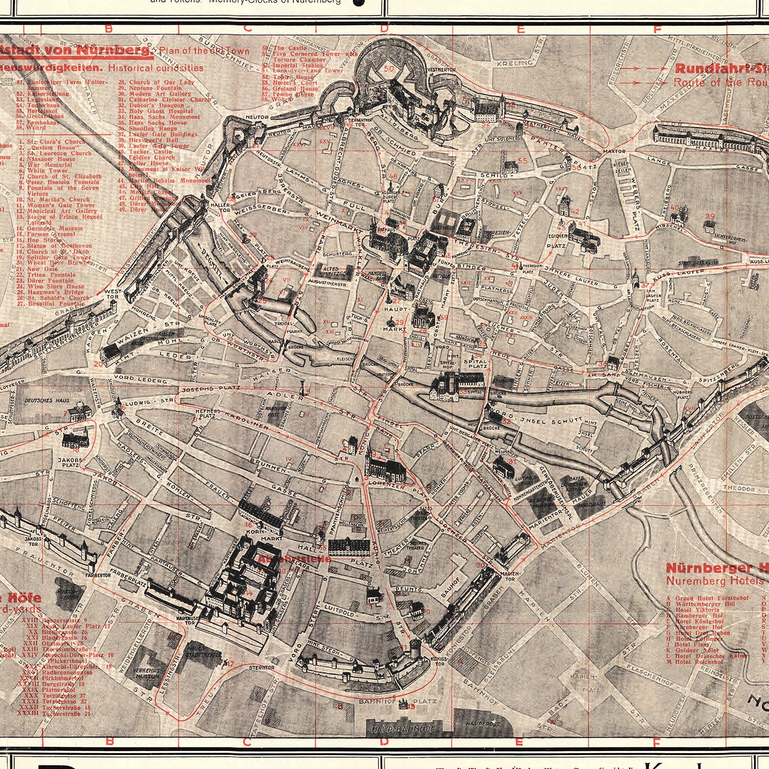 Vintage Map of Nurnberg, Germany 1920
